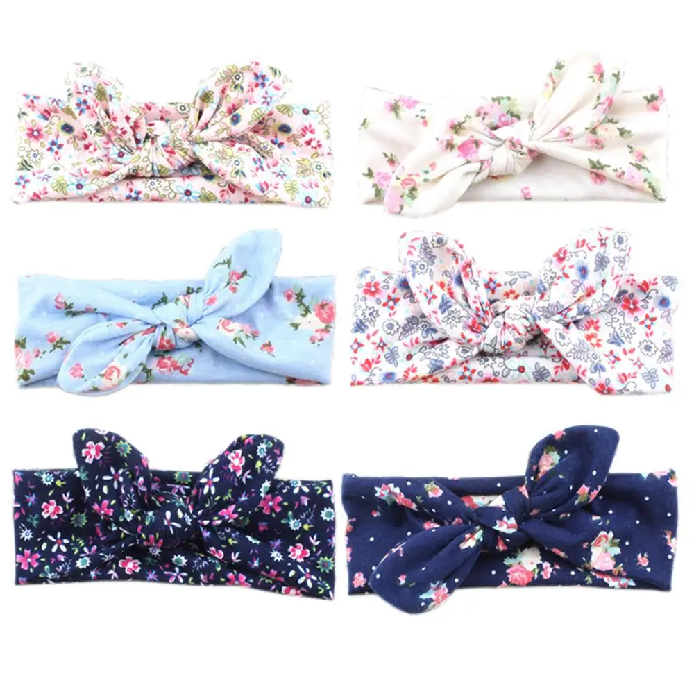 

1PC Unisex Cute Girls Boys Flower Turban Rabbit Ear Cotton Spring Headband Bowknot Hairband Head Wrap Hair Band Accessories