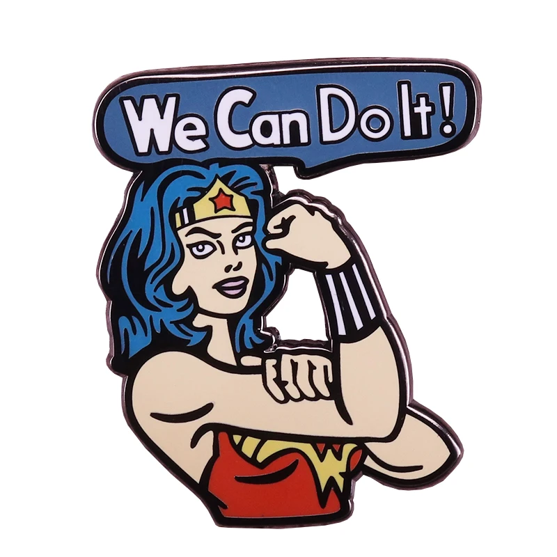 

Wonder Woman we can do it enamel pin Rosie the riveter brooch girl power badge feminist gift jackets backpack accessories