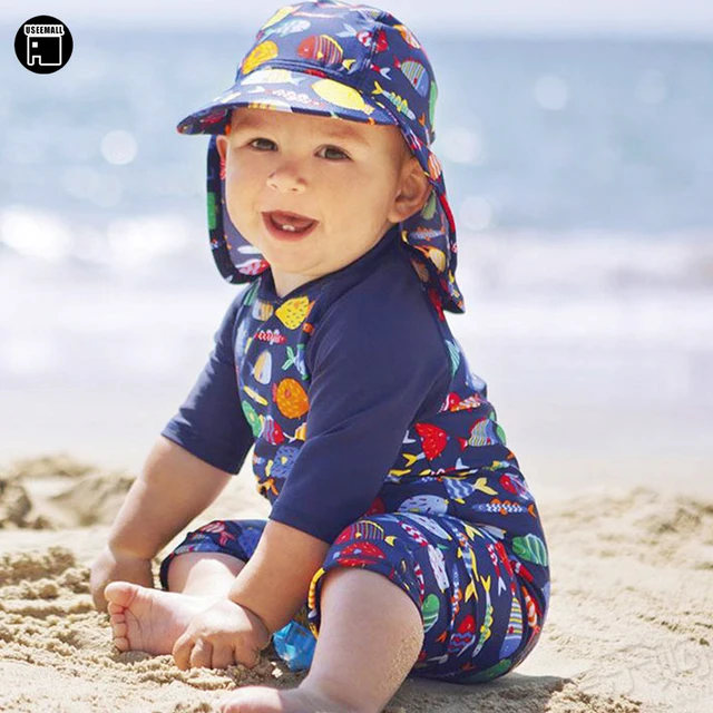 USEEMALL 2018 New Cute Baby Boy Swimwear One Piece Kids Boys Swimsuit