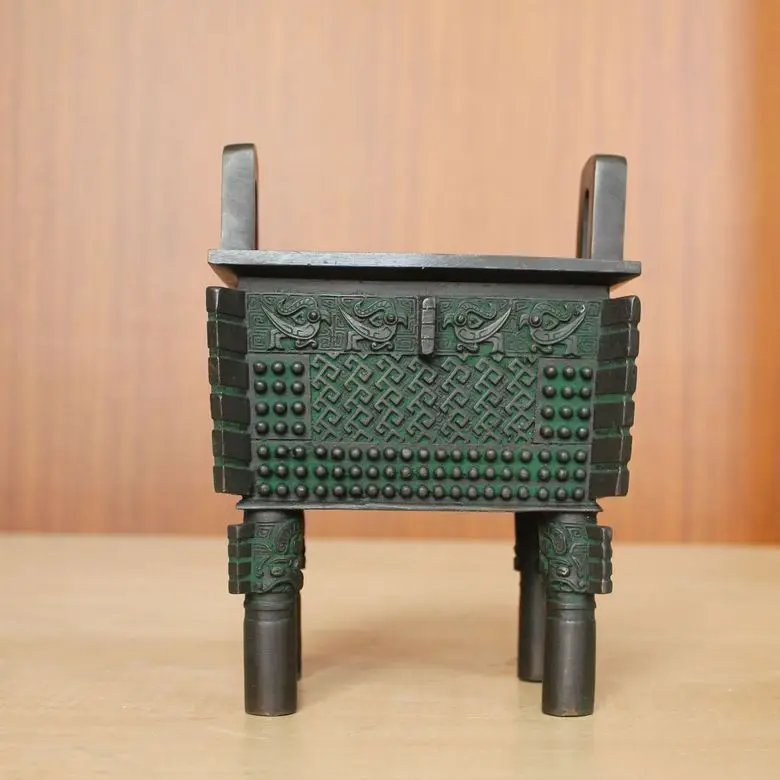 

Copper tripod decoration bronze quadripartite tripod fang ding bronze vessels basons opening gifts crafts