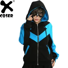 

XCOSER Nightwing Hoodie DC Comics Batman Cosplay Costume Warm Cotton Blue Black Hooded Sweatshirt Halloween Costume Adult Unisex