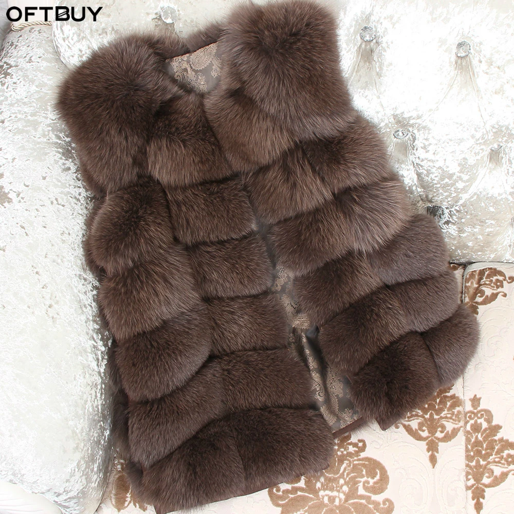 Женская куртка без рукавов OFTBUY теплая Повседневная Уличная из натурального меха