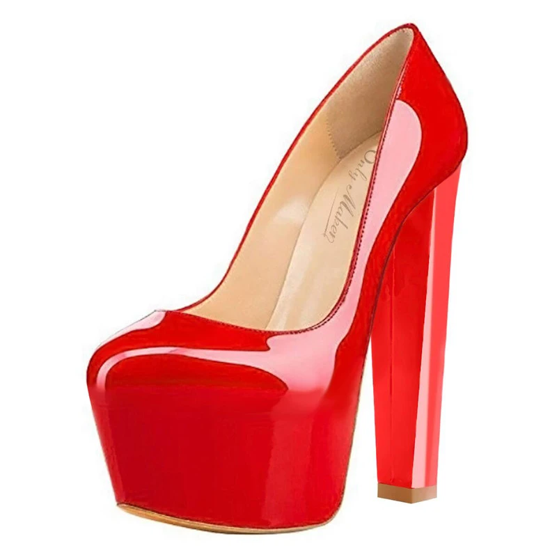 red round toe pumps