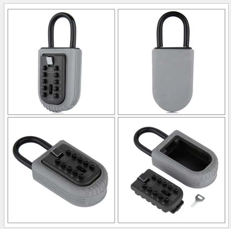 Outdoor Key Safe Box Keys Storage Box Padlock Use Four Password Lock Alloy Material Keys Hook Security Organizer Boxes