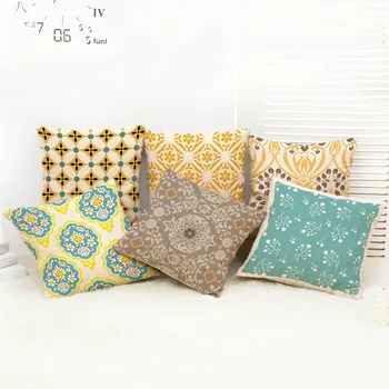 

European minimalist color geometric pattern pattern linen pillow cover cushion cover pillow chair