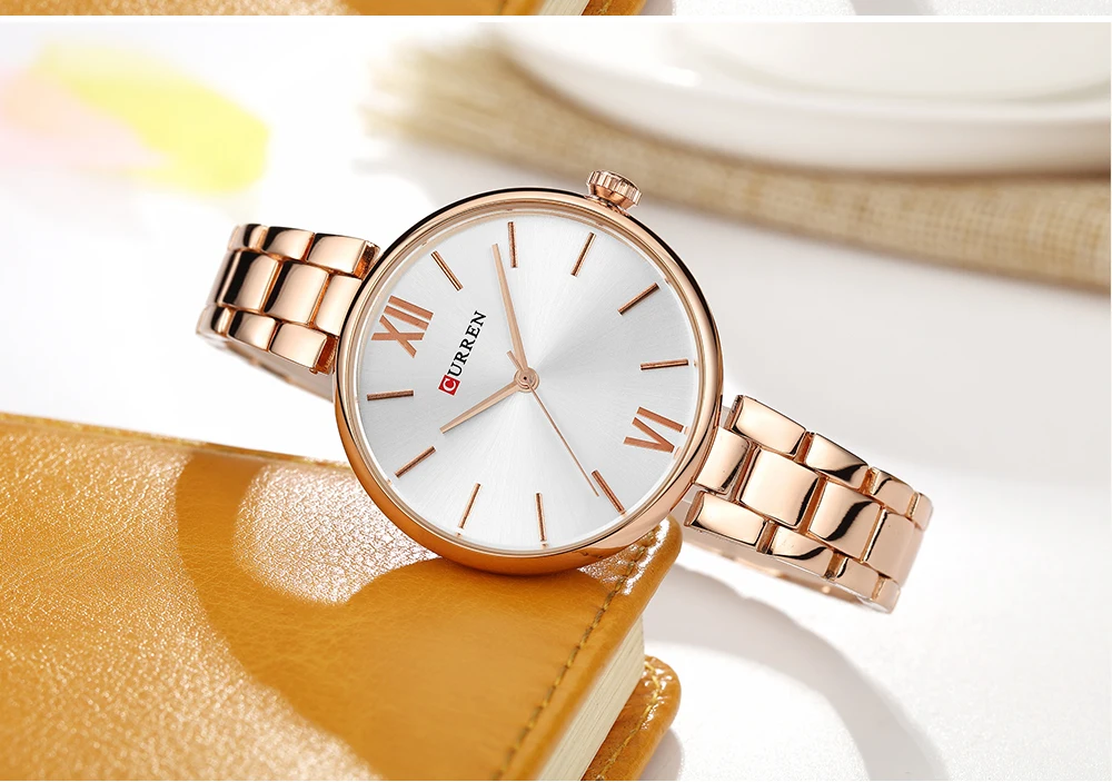 CURREN Simple Fashion Stainless Steel Analog Quartz Wrist Watch Calendar Female Dress Watch Women Clock Relogio Feminino 9017