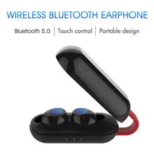 Наушники OKEPOO Bluetooth 5,0, 3D стерео беспроводные наушники с микрофоном, сенсорное управление, портативная зарядка 400 мАч