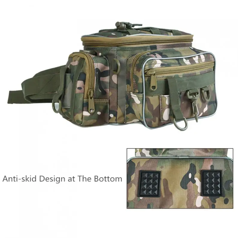 Camuflagem ao ar Bolsa de Pesca Bolsa de Armazenamento Durável Livre Cintura Ombro Mensageiro Carretel Pesca Isca Fotografia Câmera 34x17x16 cm 11 pesca isca fotografia câmera saco de armazenamento