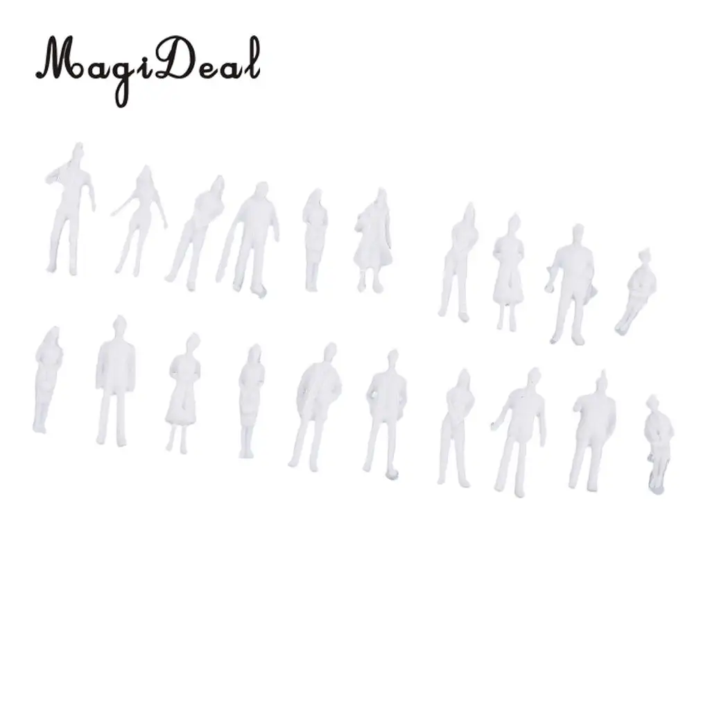20Pcs 1/100 HO Scale Unpainted Model People Miniature Figures Architectural Model Human Plastic Scene Simulation for Diorama