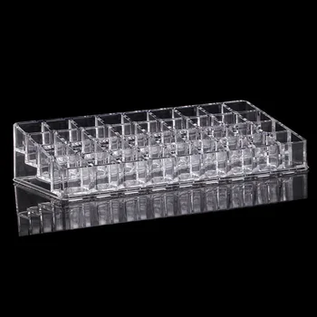 

Clear New Acrylic Plastic Lipstick Holder Nail Polish Rack Cosmetic Sample Storage 36 Grids MakeUp Tool Shelf Multi Organizer