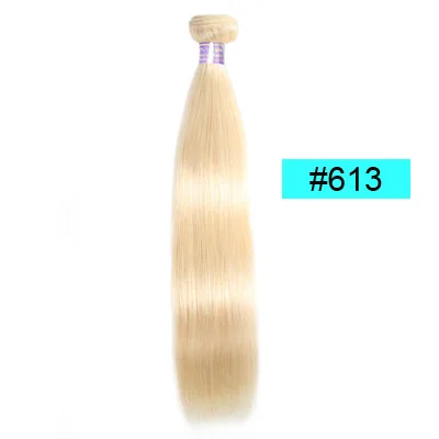 Allove 613 светлые пучки с фронтальным закрытием светлые перуанские прямые волосы с закрытием Remy человеческие волосы с фронтальной - Цвет: #613