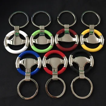 

10pcs/lot Steering Wheel Racing Professional Zinc Alloy Metal Car Auto Keychain Keyring Key Chain Ring Keyfob Finder Bag Pendent