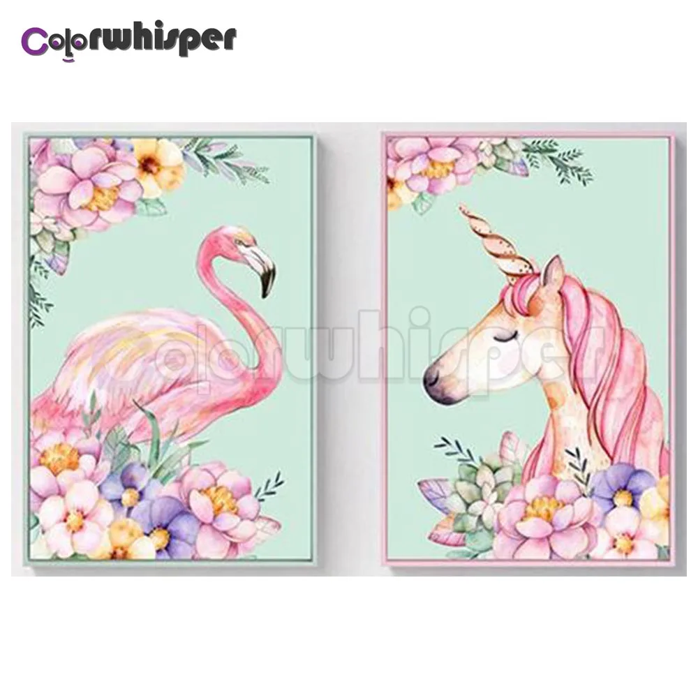Алмазная картина полностью квадратная/круглая дрель 5D Фламинго Единорог Daimond