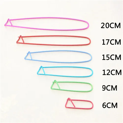 6 шт большие английские Булавки 6/9/12/15/17/20cм цветной USB кабель с Алюминий держатель петли Pin Прочный Металлический Держатель вязания булавки швейные иглы - Цвет: Random
