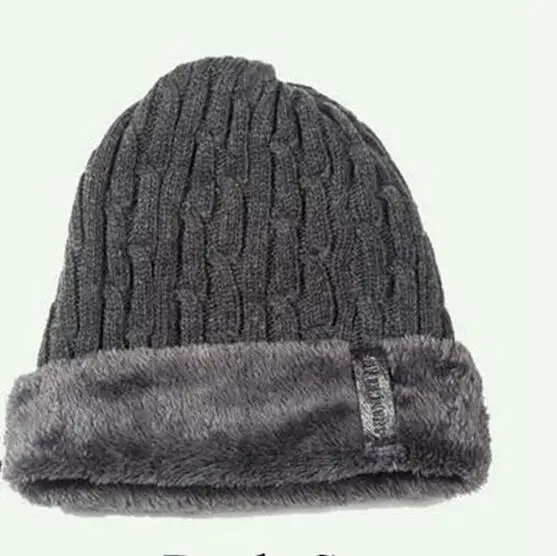 M174 Dark Gray YRRETY зимние мужские вязаные шапки Skullies вязаные мягкие брендовые плюс бархатные шапки мужские модные бейсболки Теплые Мешковатые простая вязаная шапочка мужская шапка - Цвет: M174 Dark Gray