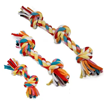 

Pet Dog Toy Puppies Chew Tooth Cleaning Cotton Double Knot Rope Braided Bone Shape Knot Bite Resistant Puppy Chew Toy PT0002