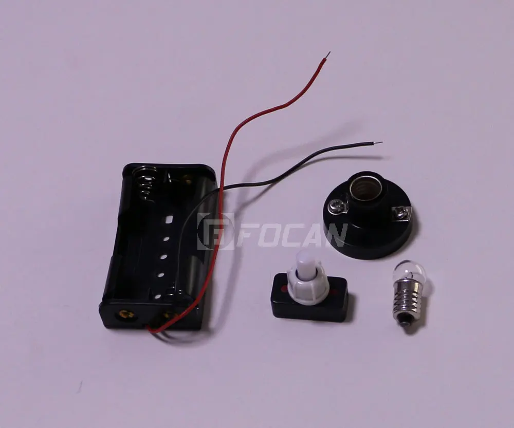 AA Батарея держатель, кнопочный переключатель, черный Пластик E10 держатель лампы и 4,5 V 2,5 W E10 лампа для физики экспериментов
