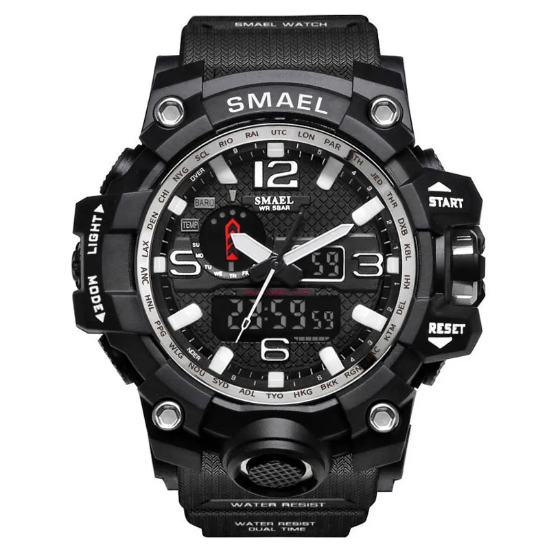 Smael мужские наручные часы многофункциональный двойной дисплей циферблат Открытый водонепроницаемый мужские спортивные часы электронные часы relogios digitais - Цвет: K