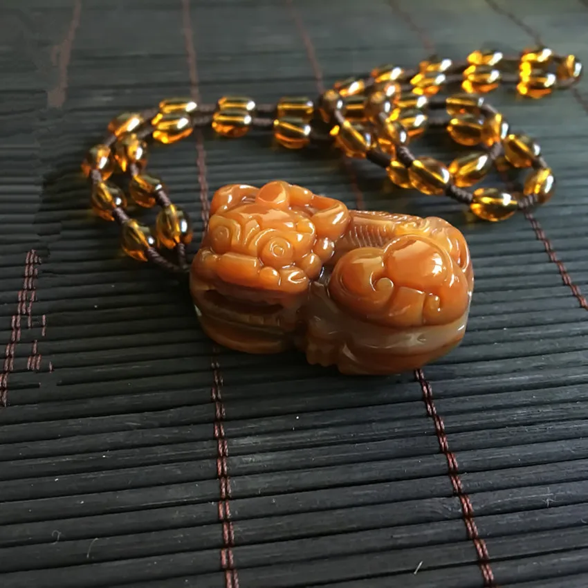 

100% natural stone hand carved sweater chain necklace pendant jewelry gift free shipping