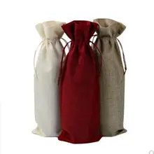 Натуральная льняная бутылка для вина Слепой Мешок красная бутылка вина Подарочный комплект Карманный Красный Винный льняной мешок 15x40