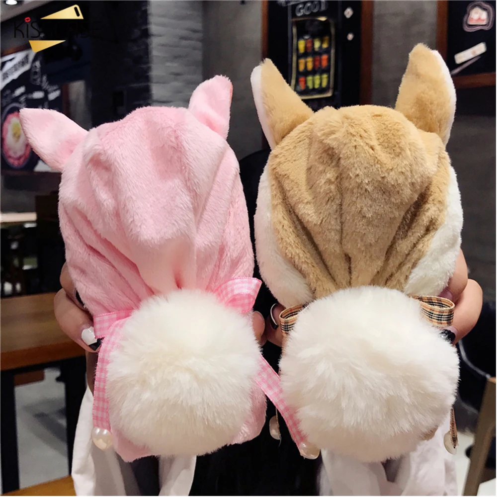 

KISSCASE Fur Animal Case For iPhone X 8 7 6 6S Plus Cover Cute Rabbit Hat Case For iPhone X 8 7 7 Plus Phone Accessories Shells