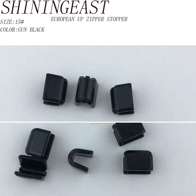 

100pcs/lot 15# gun black European zipper stoppers for metal zipper resin zipper sewing craft diy accessories893