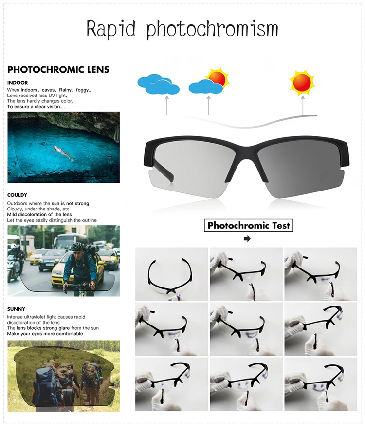 QUESHARK Для мужчин фотохромные походные солнцезащитные очки UV400 обесцвечивание Рыбалка вождения кемпинговые очки HD восхождение очки