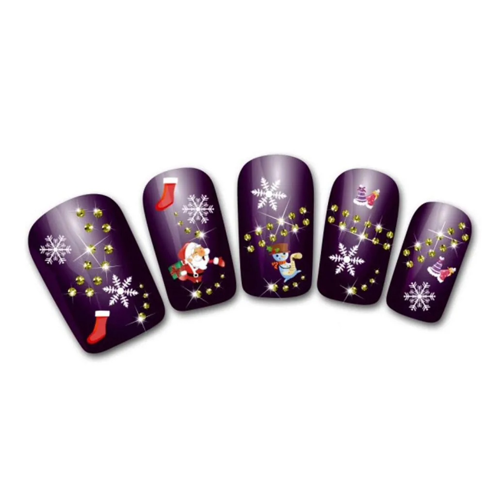 Sliders For Nail Art Decorations Women's Christmas 3d Nail Decals Water Transfer Stickers For Nails Finger Nagels Spulletjes#y2