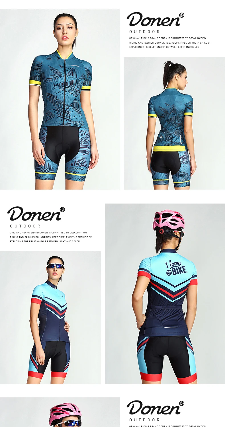 DONEN, новинка, для велоспорта, женский, розовый, короткий рукав, Джерси, нагрудник, шорты, для езды на велосипеде, гоночная команда, дорожный, байкер, для велоспорта, спортивный костюм/комплект