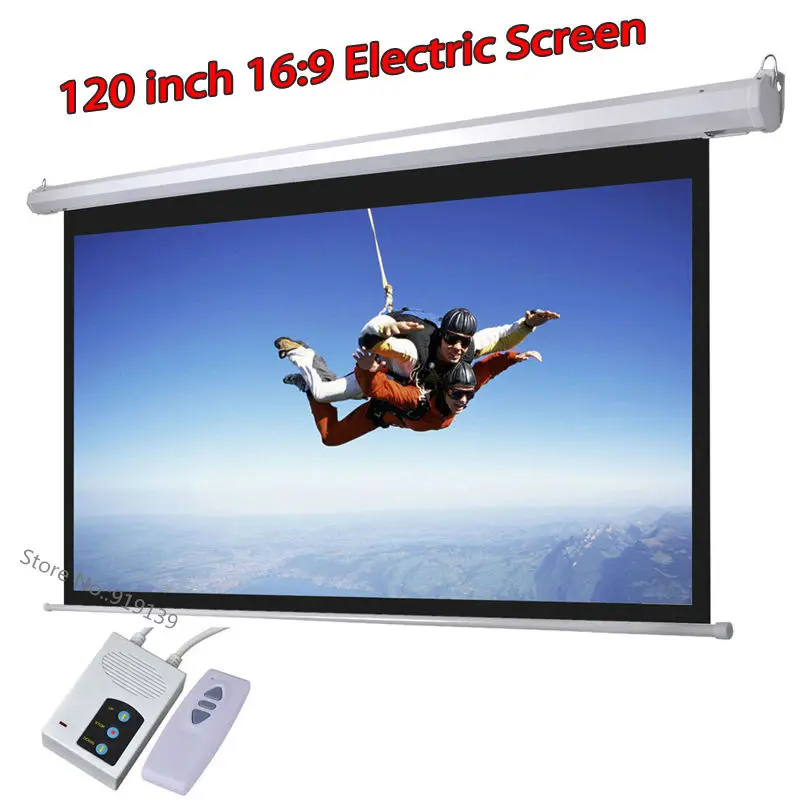 Pantalla de proyector motorizada de 110 pulgadas, proyección automática  diagonal eléctrica, pantalla de películas HD 16:9 para cine en casa