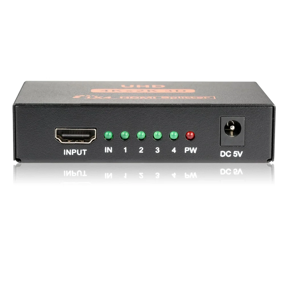 

Ultra HD 4K HDMI Splitter 1X4 Port 3D UHD 1080p 4K*2K Video HDMI Switch Switcher HDMI 1 Input 4 Output HUB Repeater Amplifier