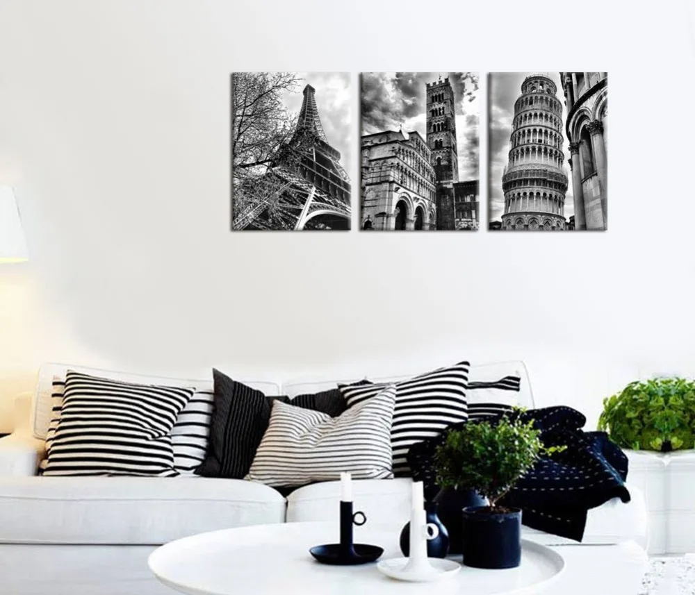 

Famous Architecture Canvas Prints Wall Art Decor 3 Panel Modern Building Giclee Prints on Canvas Print Drop shipping