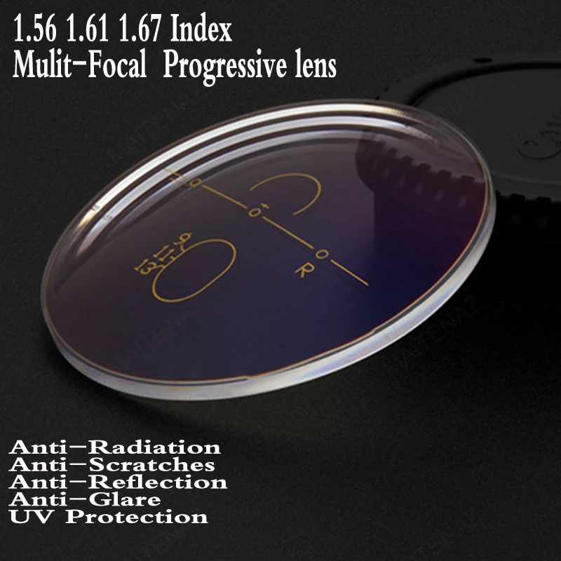 

1.56 1.61 1.67 Index Aspheric Multi Focal Progressive Prescription Lens Myopia Presbyopia Lens Hard Glasses Lens 2 PCS PS0007