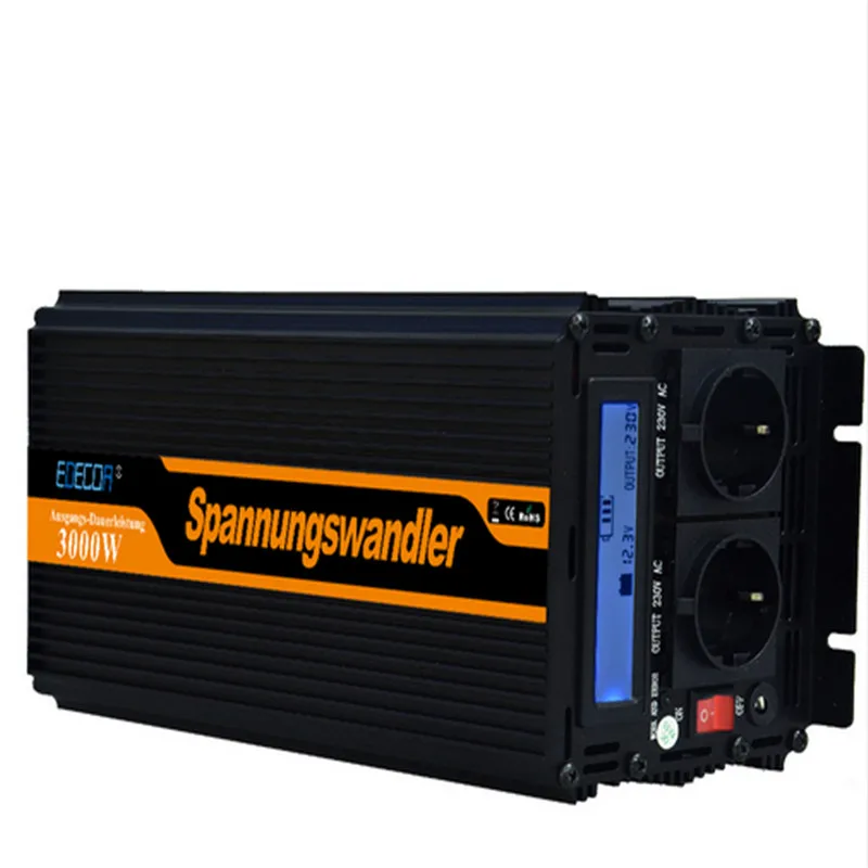 Edecoa инвертирующий усилитель мощности 2000 w/4000 Вт AC/DC 12V AC 230 В Модифицированная синус Преобразователь частоты постоянного тока в переменный инвертор с пультом дистанционного управления