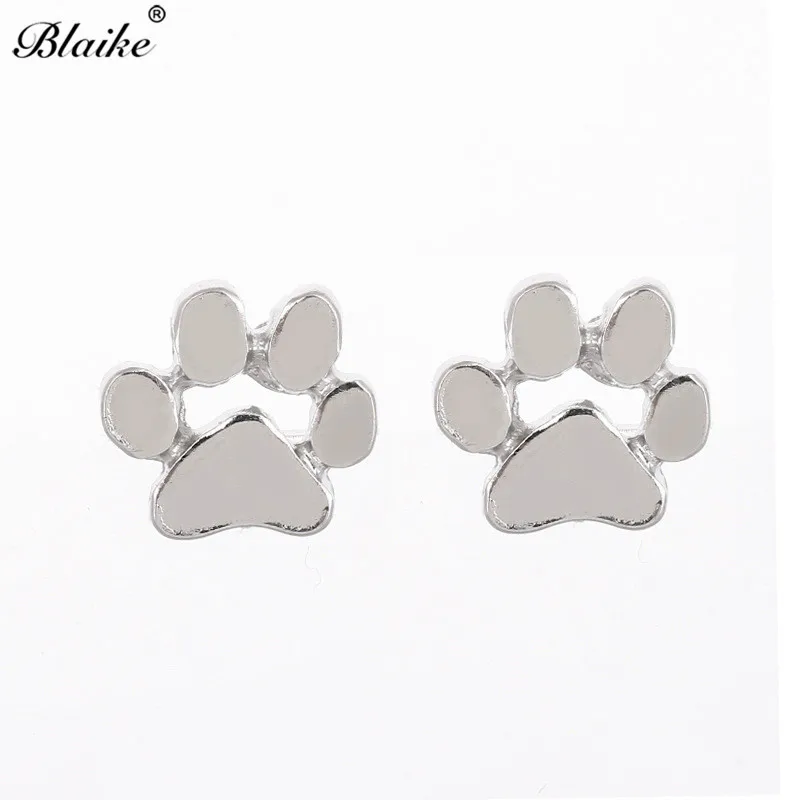 Blaike Красивая кошачья лапа серьги-гвоздики для женщин Модные женские ювелирные подарки модные золотые/серебряные/розовое золото животное следа серьги