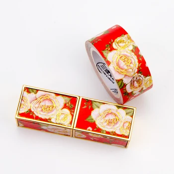 

22mm wide Chinese style Red bottom flowers Gilding decoration washi tape DIY planner scrapbooking masking tape escolar