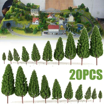 

New 20pcs 4.5-16cm Plastic Trees For Tower Shaped Green Trees Model Building Garden Landscape Scenery Layout