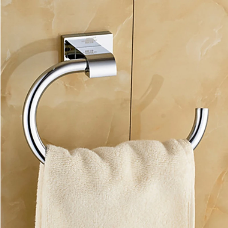 

Newly Arrival Chrome Bathroom Shower Towel Bar Ring Rack Wall Mounted
