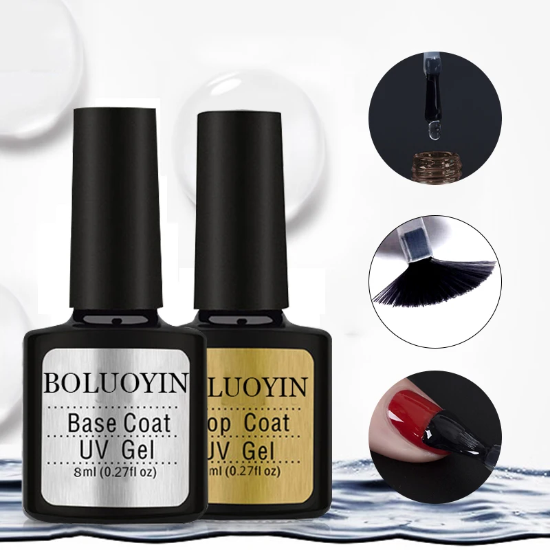 

Base and Top Coat Gel Nail Polish UV 8ml Transparent Soak Off Primer Gel Polish Gel Lacquer Nail Art Manicure