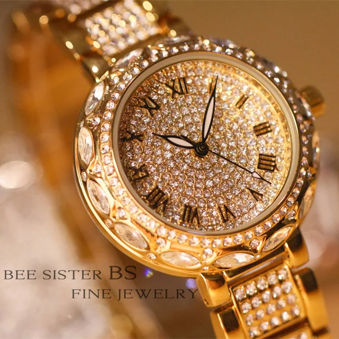 

Hot Sale Famous Top Brand Luxury Watch Lady Full Austrian Crystal Stainless Steel Watch Women Luxury Diomand Bangle Bracelet