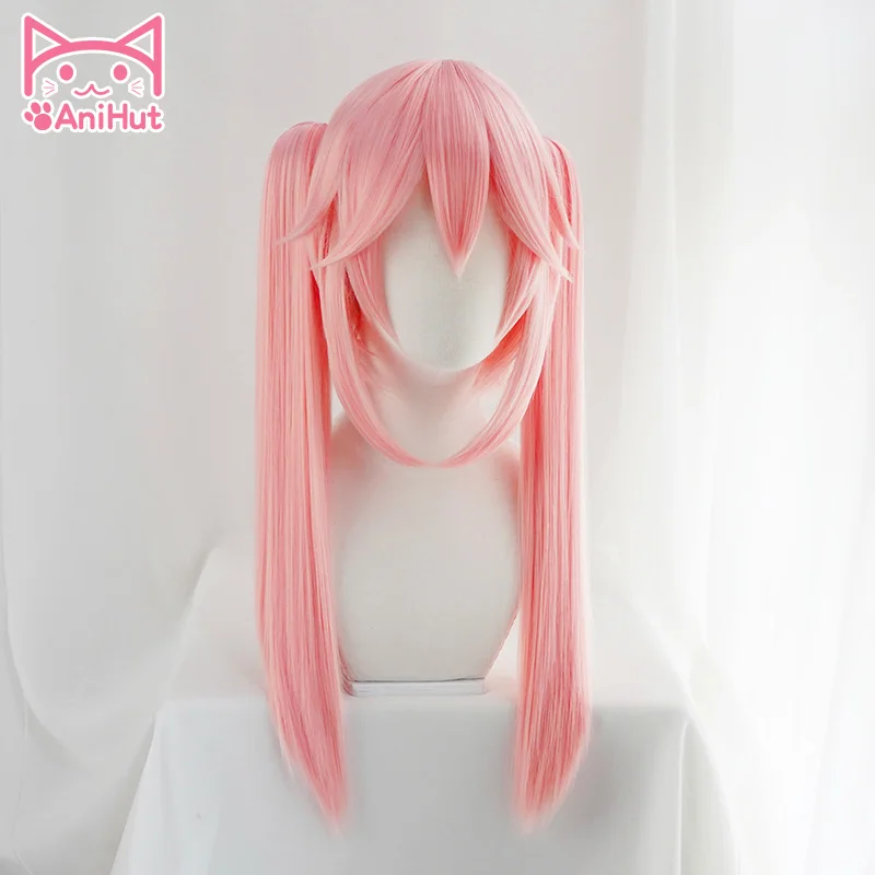 AniHut Tamamo No Mae Bunches Version Fate Grand Order Cosplay Wig Synthetic Pink Women Hair FGO Cosplay Halloween Costumes Hair 