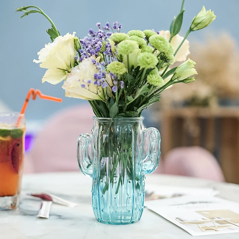 

Nordic Ins Cactus Shape Glass Vase Hydroponics Desktop Room Glass Photography Projects Decoration Flower Vase Plant Terrarium