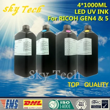 

LED UV INK 1000ML*4 . For G4 G5 Ricoh print head UV Printer ,For Print On leather paper etc soft materials ,K C M Y 4 color