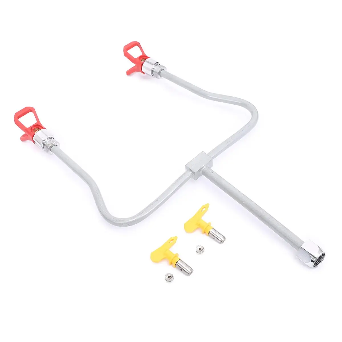 Mayitr Professional Airless Paint Spray Gun Extension Pole Double Nozzle Head + Tips Guard Powerful Painting Tool New