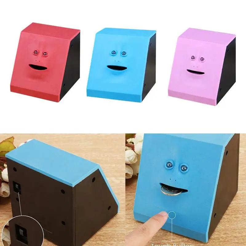 New Face Bank Money Safe Box Piggy Banks Eats Sensor Coin Box For Money Saving Creative Safes Piggy