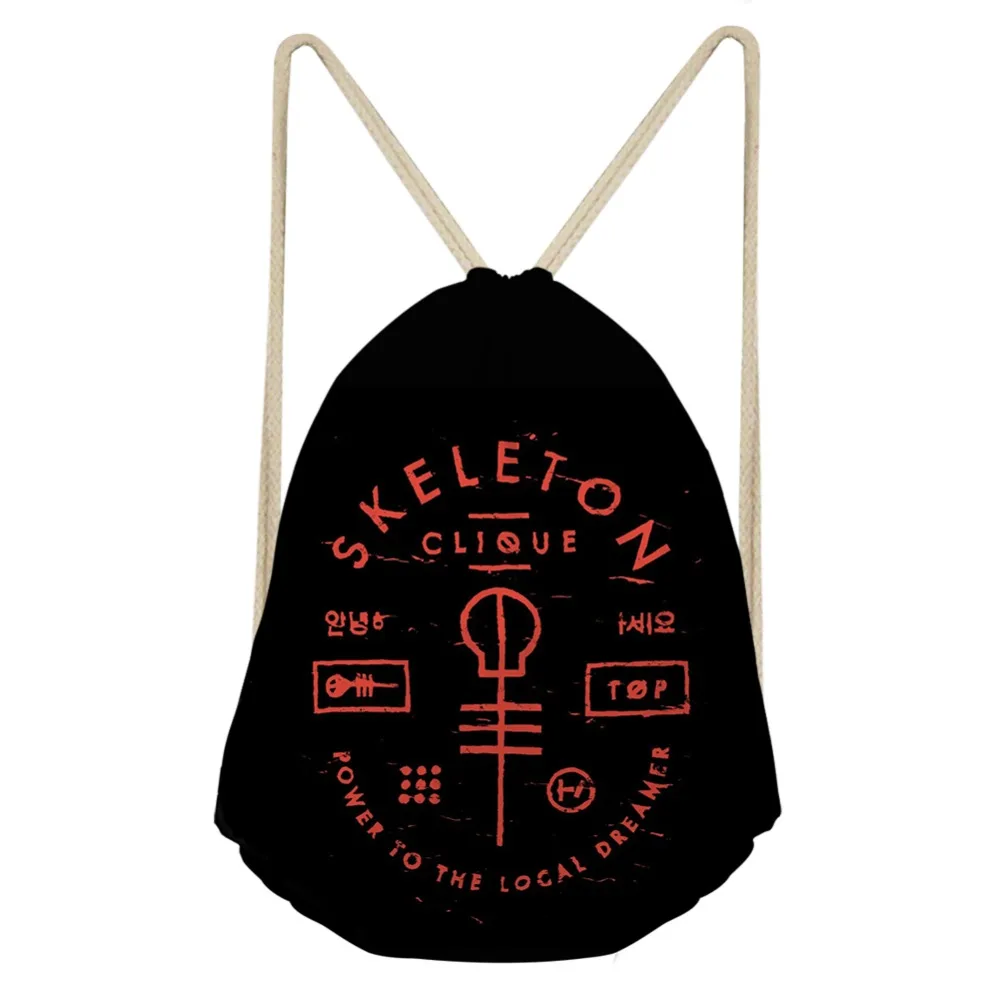 

Twenty One Pilots Small Drawstring Bag Sport Men Strap Package Bags Sport Backpack black String Sack Beach Travel Storage