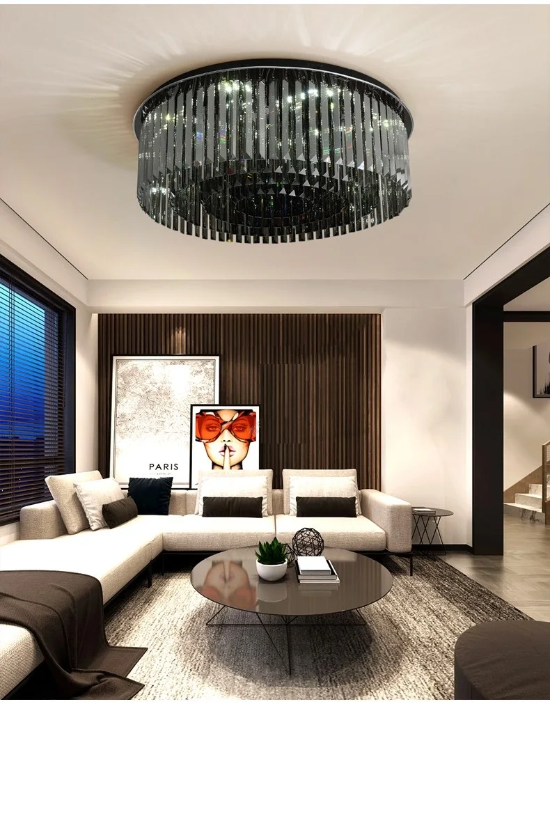 Luzes de Teto de Cristal para Sala de Laminarias Romântico Moderno Lâmpadas Parágrafo Teto Rodada Plafondlamp Quarto Avize Led 1 Parágrafo Teto Rodada Plafondlamp Quarto Avize