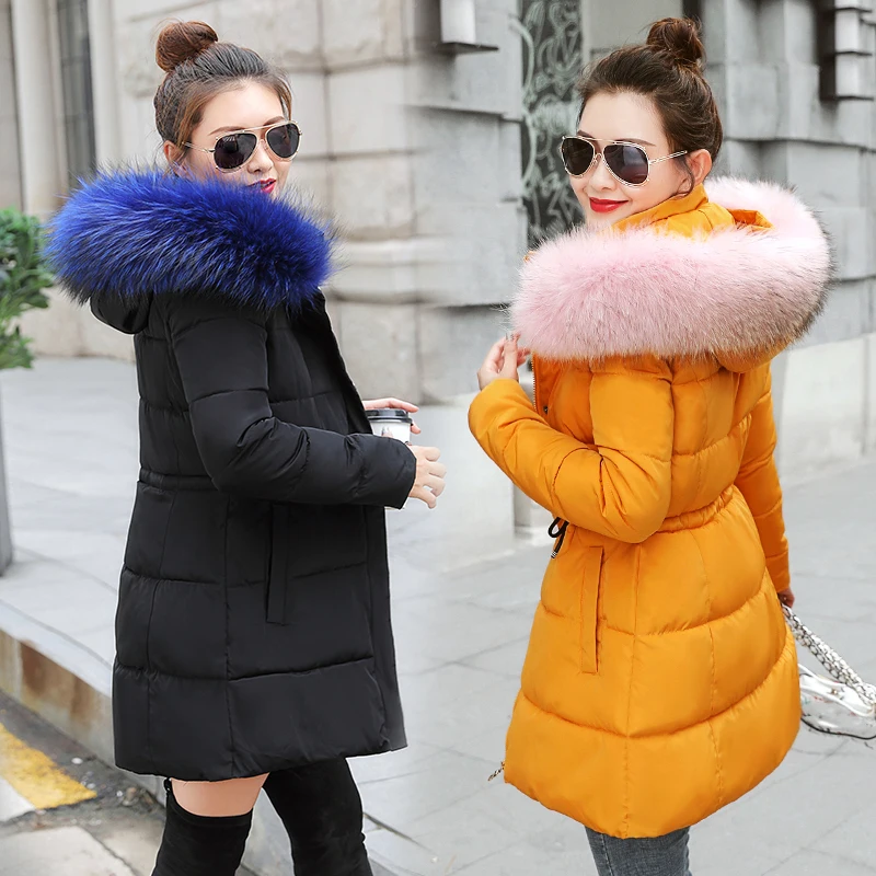 Big fur winter coat jacket women thickened parka women slim