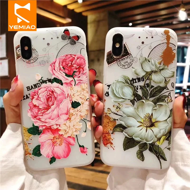 Силиконовый чехол с цветами для iPhone 6 S 7 8 Plus белыми и розовыми X XS Max XR 10 чехлы