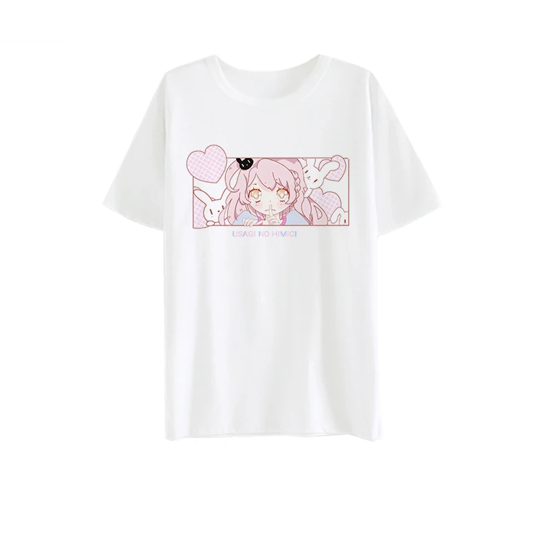 Футболка женская футболка японское молоко harajuku camiseta mujer Футболка белая Повседневная футболка Женская для благородных девушек - Цвет: picture-1